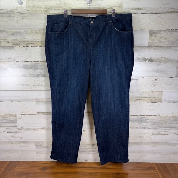 Gloria‎ Vanderbilt AMANDA All Around Slimming Effect Embroidered Blue Jeans 24W - Picture 1 of 14